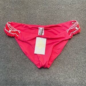 Becca by Rebecca Virtue NWT Neon Pink Bikini Bottom Size Large.